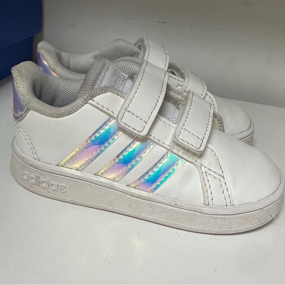 Adidas Kids Sneakers with White and Iridescent Accents